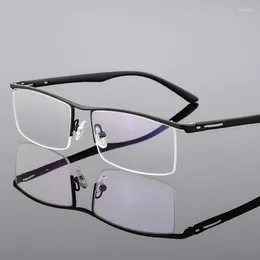 Sunglasses Frames Half Rim Spectacles With Spring Hinges Rectangle Eyewear Alloy Frame Glasses Browline Business Style Men