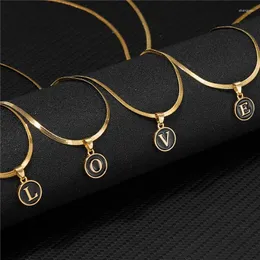 Hänge halsband rinhoo rostfritt stål runda inledande bokstavsnamn halsband för kvinnor mode a-z bokstäver vänskap choker smycken gåvor