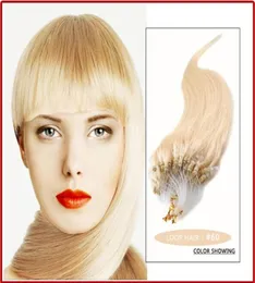 08GS 200Slot 14quot 24quot Micro Ringsloop Brazilian Remy Human Hair Extensions Hårförlängning 60 Platinum BLO6927806