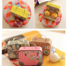 Creative 6 Styles Retro Tin Plate Suitcase Candy Boxes For Wedding Party Event Gift Sweet Boxes Wedding Favor Vintage Jewlery Box4042657