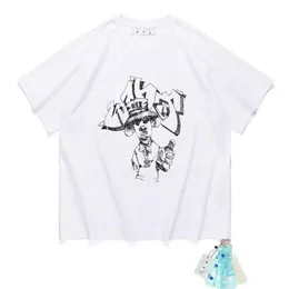 新しいモデル夏のluxurysメンズとレディースTシャツデザイナーオフ衣類ルースティートップスマンカジュアルストリートグラフィティシャツスウェットシャツ短袖Tシャツホワイト