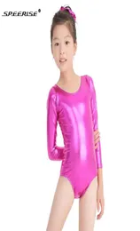 Stage Wear Ballet Trulet Trukard dla dziewcząt metalowe gimnastyka UNITARDS LONG SLEEVE ZŁOTY LOTARD COSTIME COSTIUM KODZIN TANIEC 5611952