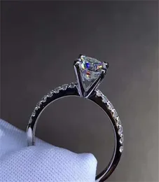 خواتم الزفاف 925 الجنيه الاسترليني الفضة 1CT 2CT 3CT ROUND Brilliant Cut Ring Lab Jolemonder Jewelry Four Prong 2209127090615