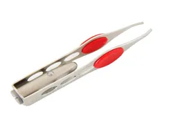 LED Tweezer حواجب ملاقط خفيفة الوزن الفولاذ المقاوم للصدأ فولاذ LED مفيدة الرموش الحاجب إزالة الشعر ملاقط الماكياج أداة 2782514