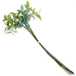 Flores decorativas 10 Pcs Simulado Decoração de Planta Verde Mesa de Fazenda Peças Centrais Falso Folhas Artificiais Ao Ar Livre Hastes Falsas