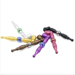 Bunte Metallpfeife mit Abdeckung, Diamantperle, Tabakzigarette, Handfilterlöffel, abnehmbare Pfeifen, mehrere Farben, 3 Stile