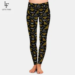 Leggings letsfind 2020 nova abelha bordada dourada impressão digital leggings de fitness moda cintura alta macia leggings femininas