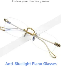 التصميم الفاخر Retrovintage Antibluelight Glasses Rimless Frame 5519143Lightweight Titanium Rectangular for Prescription Fashio6194796