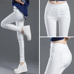 Capris Black Solid Solid Stretch Pentic Pants Fall White White Skinny Leggings High Weist Home Home Prouts Female Disual Wear P8823