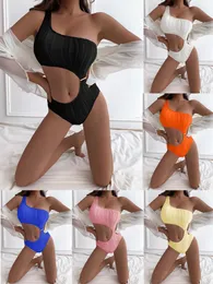 Bandagem Biquíni Feminino Um Ombro Bodysuit Maiô Mulheres Swimwear Biquíni Preto Maiô Natação Sexy Wear