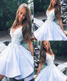 2019 New graduation Burgundy Red Light Sky Blue Cute v neck lace short prom dress homecoming dresses Short Cocktail Party Gowns9655664