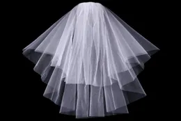 Cheap Exquisite Short Bridal Veil Netting TwoLayer Short Wedding Veil With Comb Fingertip Length Handmade Noble White Ivory Headw7746945
