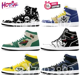 DIY Custom Basketball Shoes Mens 여자 Red White 던지기 스포츠 농구화 1s 남자 여자 안티 스틱 댐핑 애니메이션 패션 멋진 맞춤형 그림 운동화