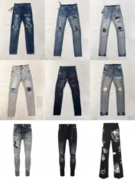 Джинсы Amirs Мужские джинсы дизайнерские джинсы Мужские дизайнерские брюки мужские Slim Fit Эластичная вышивка Модный джинсовый стиль Отбеливание кошачьих усов Мужские джинсы с рваными дырками Тот же стиль