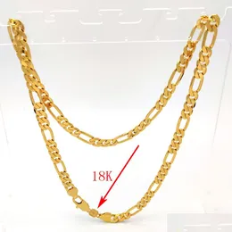 Correntes de alta qualidade 18 K Stamp Link Ltalian Figaro Chain Solid Gold Authentic Finish Colar 24 8 x 600 mm Homens e mulheres Drop Deliv Dhwhe