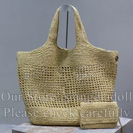 12A Mirror Quality Designer Icare Raffia Tote Bags Womens Summer Beach Shopping Bag Luxurys Handbags Maxi Purse Shoulder Composite Bags With Small Pouch