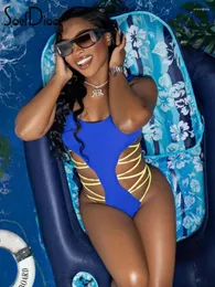 Damskie stroje kąpielowe Soefdioo kobiety One Piece Swimsuit Seksowne puste body Bodysuit Kąpiec Kącik Swim Pływanie Femme Beachwear 2024
