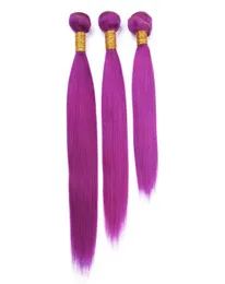 Malásia roxo cabelo humano tece extensões de seda em linha reta roxo colorido virgem remy pacotes de cabelo humano ofertas 3 pçs lote duplo w3041410