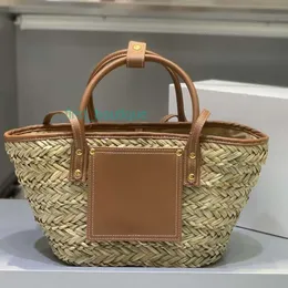 J Designer Basket Bags Borda de Couro Lafite Grama Tecido Bolsa Feminina Crossbody Bolsas de Praia