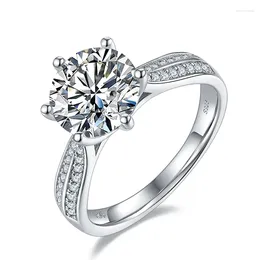 클러스터 반지 Sgarit 클래식 라운드 컷 Moissanite Jewelry S925 Silver Plated Gold Wedding Ring 3ct D 컬러 다이아몬드 약혼 여성