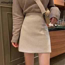 スカート秋の冬の格子縞スカート