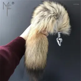 MagicFur -Large Real Wolf Fur Tail w 2 8x7cmプラグ面白いコスプレツールキーチェーンへの面白いコスプレツール