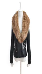 Faroonee PU-Lederjacke mit Kunstpelzkragen, Damen-Herbstmantel, weiblich, dünn, kurz, Oberbekleidung, Mantel, Übergröße, 3X, Q16604185897