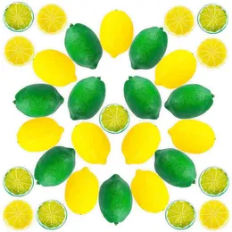 Декоративные цветы фальшивые лимоны Лаймы устанавливают фрукты искусственные ломтики блоки моделирование кусочки для домашней кухни