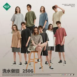 アーティメンズウェア| 250g洗浄して使用した半袖TシャツメンズルースコットンメンズファッションTシャツ