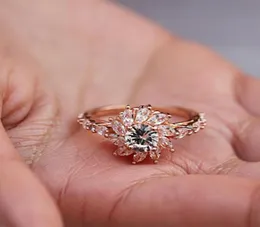 Anéis de casamento Mling requintado cristal girassol para mulheres bijoux anel femme banda anel de noivado declaração jóias amante presentes2131620