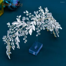 Haarspangen DZ081 Blatt Braut-Accessoires Strass Braut Kopfschmuck Hochzeit Kopfbedeckung Krone für Frauen Tiaras