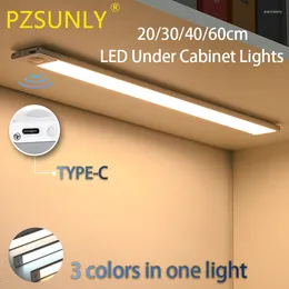 Night Lights LED Ultra Thin Motion Sensor Light Wireless Under Cabinet For Kitchen Closet Lighting 20/30/40/60cm