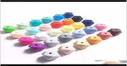 14mm Soothers dişleri sile hexagon boncuklar diş çıkarma mini boncuk 100pcs bebek teether çiğnenebilir emzirme mücevher diy emziği ho4404872