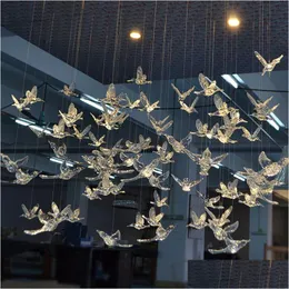 Decoração de festa de alta qualidade acrílico transparente pássaro cristal pingente romântico celebração de casamento decoração beija-flor gota aérea dhcwg