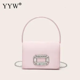 Pink Mini Handbags for Women Banquet Evening Clutch Bags With Chain Casual Small Party Elegan Mode PU Leather Bgas 240304