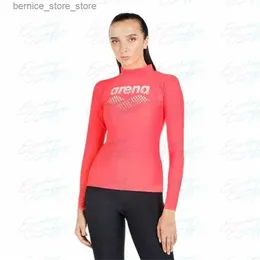 Women's Swimwear Womens swimsuit T-shirt Beach UV Lycra protective Rush long sleeved surfing diving Q240306