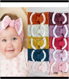 Aessories Baby Maternity Drop Delivery 2021 30 шт. в партии, однотонные нейлоновые повязки на голову с бантом для милых детей, волосы для девочек, помпоны для детей, мягкий хлопок3841354