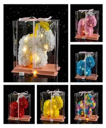 Regali di Natale artificiali di fiori di rosa di unicorno da 25 cm per le donne Regalo di San Valentino039 Peluche con scatola con luce5897733