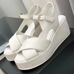 suede leather women wedge heel sandals runway designer open toe high quality genuine leather summer new arrive female height increasing sandals