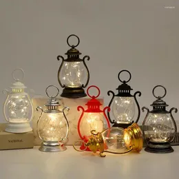 Decorazioni natalizie Retro Lanterna a LED vintage a risparmio energetico per le vacanze Desktop appeso luce notturna fiamma calda decorazione lampada da esterno antica