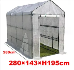 Garden Greenhouses Black 280*143*195cm Polycarbonate温室ベースとアンカーアルミニウムヘビーデューティウォークインDH3NXでの屋外の裏庭用