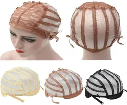 Ny Wig Cap Top Stretch Mesh Caps Weaving Cap Back Justerbart rem Hårnät för att göra peruker 3 Color5118231