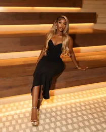 V NECK BLACK Sexy Fit BodyCon Wrap Maxi Prom Summer Slim Slim Dress Long Dress Abiti da sera per donne