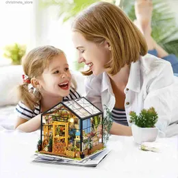 Architecture/DIY House DIY Doll House with Furniture Children Adult Green Miniature Dollhouse Wooden Kits Assemble Toy Xmas Brithday Gifts