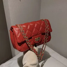 Women's Handbag New Trendy Lingge Embroidered Chain Fashion Versatile Fragrant Wind Single Shoulder Crossbody Small Square Bag