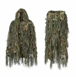 Woodland Camouflage Ghillie Suit Lätt vikt Hunting Suice Silent 3D Ghillie Suits4919382