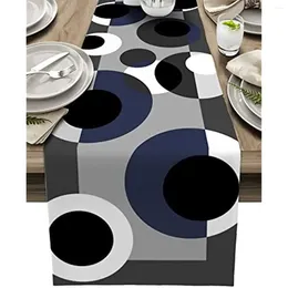 Tkanina stołowa granatowe geometria lniana biegacz szaliki szaliki wystrój bez poślizgu biegaczy do prania do jadalni dekoracje weselne