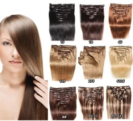 Brazilian Human Hairs 1624quot Clip In Human Hair Extensions 1 1B 2 4 6 27 613 100gset Human Hair Extensions5459268