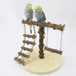 Other Bird Supplies Natural Wood Standing Rack Swing Parrot Hamster Stand Branch Training Ground Budgerigar Cockatiel Pet Birds