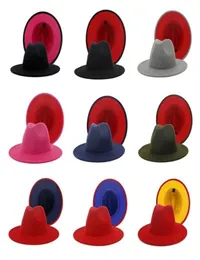 ミックス38色の帽子ファッションダブルス型マッチングカラーメン039と女性039Sフラットエッジジャズヘアトップハット8688978